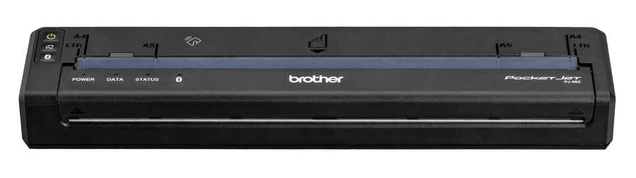 Brother PocketJet PJ-862 Bluetooth mobile thermal printer, front view