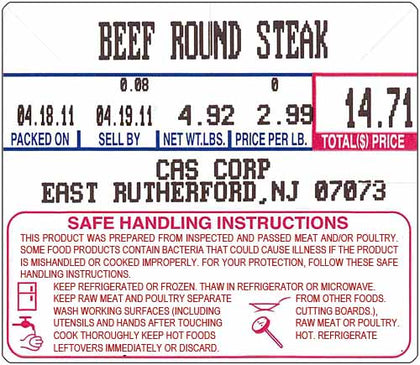 CAS LST-8030 58 x 50 mm safe handling scale labels