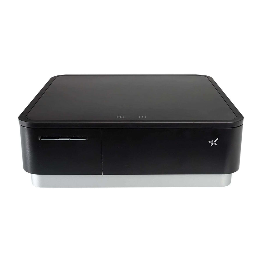 Star Micronics mPOP integrated receipt printer and cash drawer in black, front view