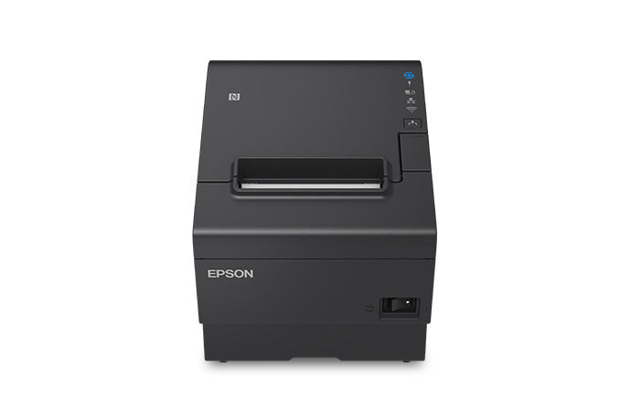 Epson OmniLink TM-T88VII thermal receipt printer in Epson Black, viewed from above and head-on