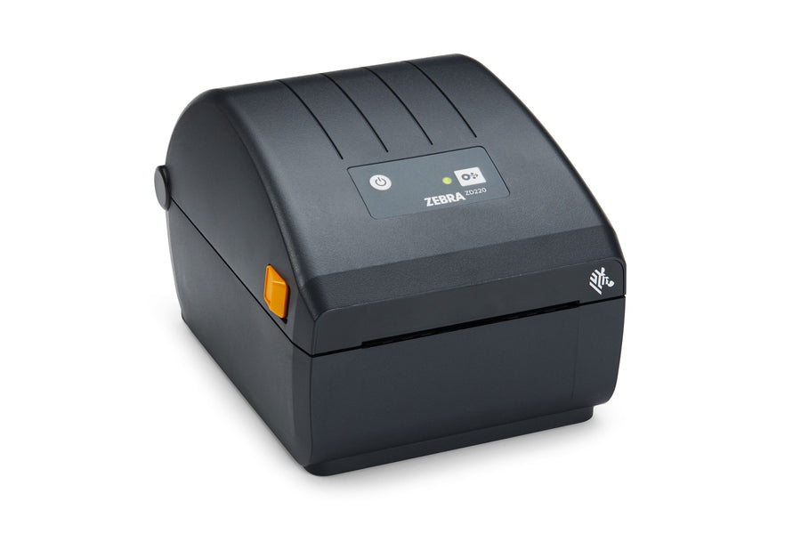 Zebra ZD220 4-inch direct thermal desktop label printer, front right view